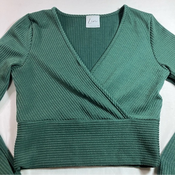 🖤2FOR$30 Olivia Rae Ribbed Wrap Crop Top - Picture 3 of 8